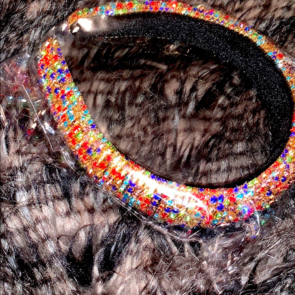 Multi colored rhinestone headband